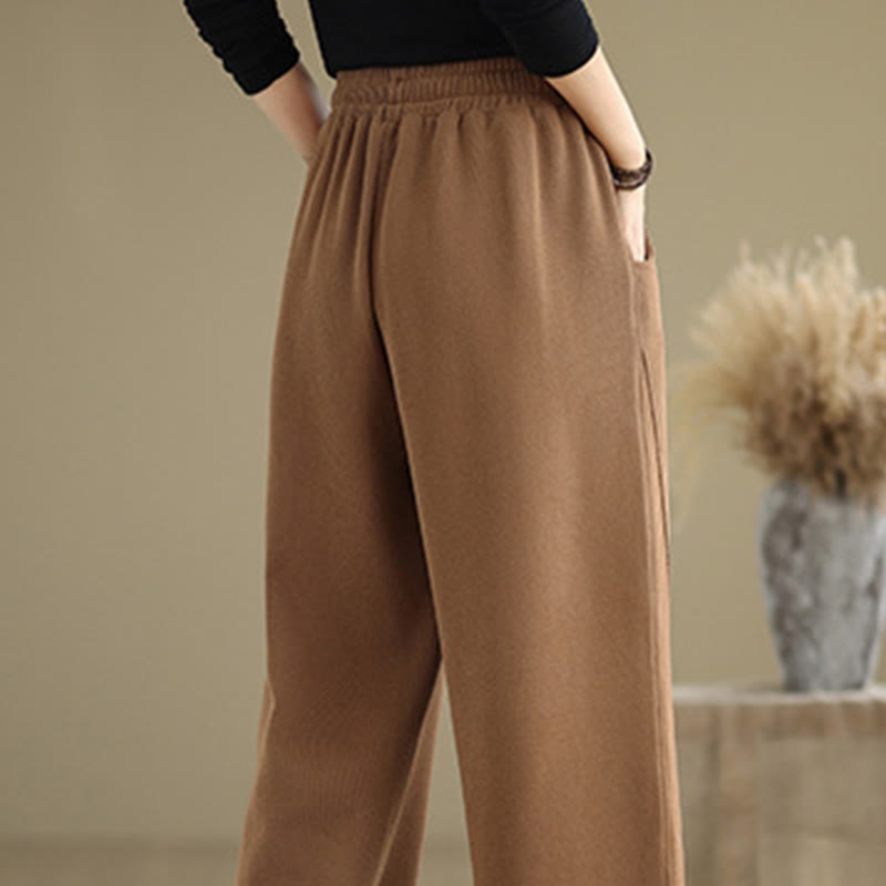 Buddha Stones Solid Color Drawstring Women's Wide Leg Pants With Pockets - image 4