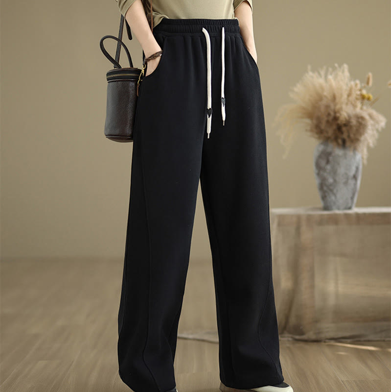 Buddha Stones Solid Color Drawstring Women's Wide Leg Pants With Pockets - image 12