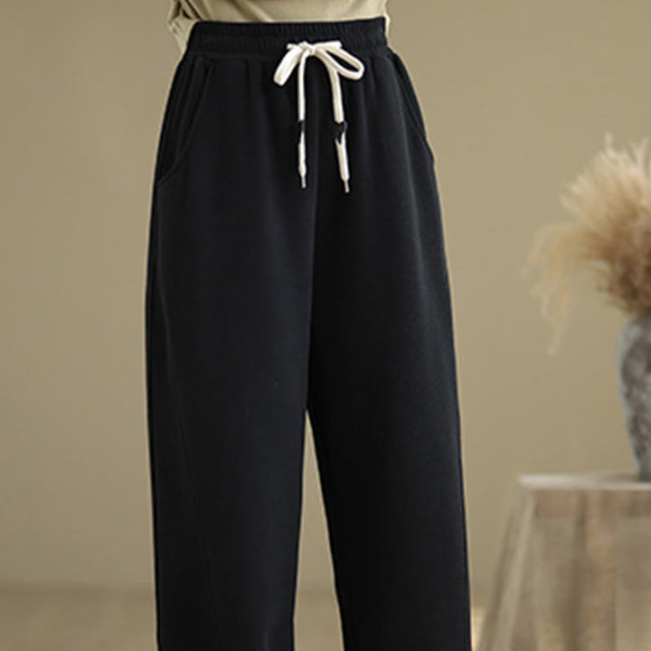 Buddha Stones Solid Color Drawstring Women's Wide Leg Pants With Pockets - image 13