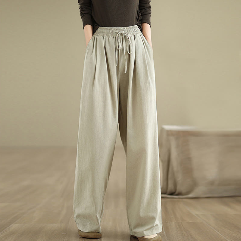 Buddha Stones Casual Straight-leg Women's Cotton Pants With Pockets - image 2
