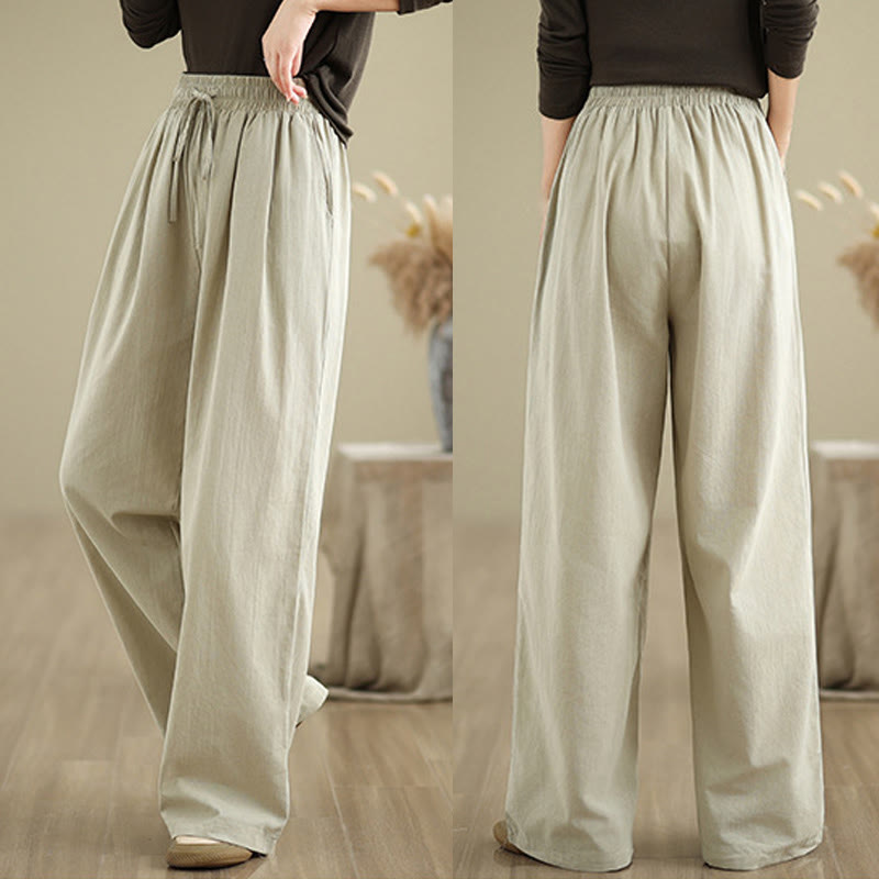 Buddha Stones Casual Straight-leg Women's Cotton Pants With Pockets - image 4