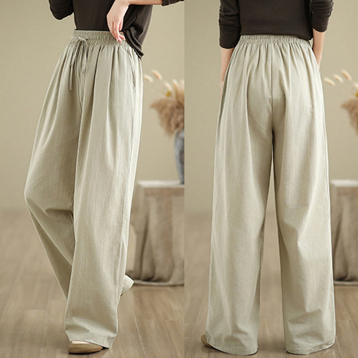 Buddha Stones Casual Straight-leg Women's Cotton Pants With Pockets - image 4