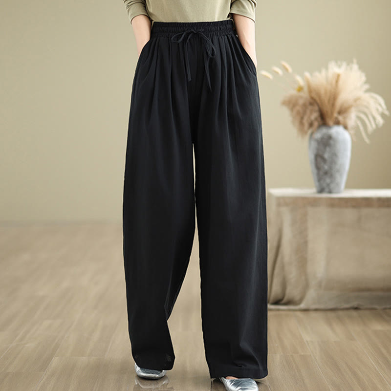 Buddha Stones Casual Straight-leg Women's Cotton Pants With Pockets - image 10
