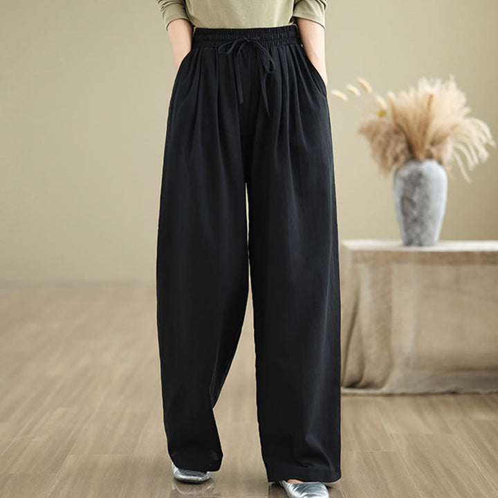 Buddha Stones Casual Straight-leg Women's Cotton Pants With Pockets - image 10
