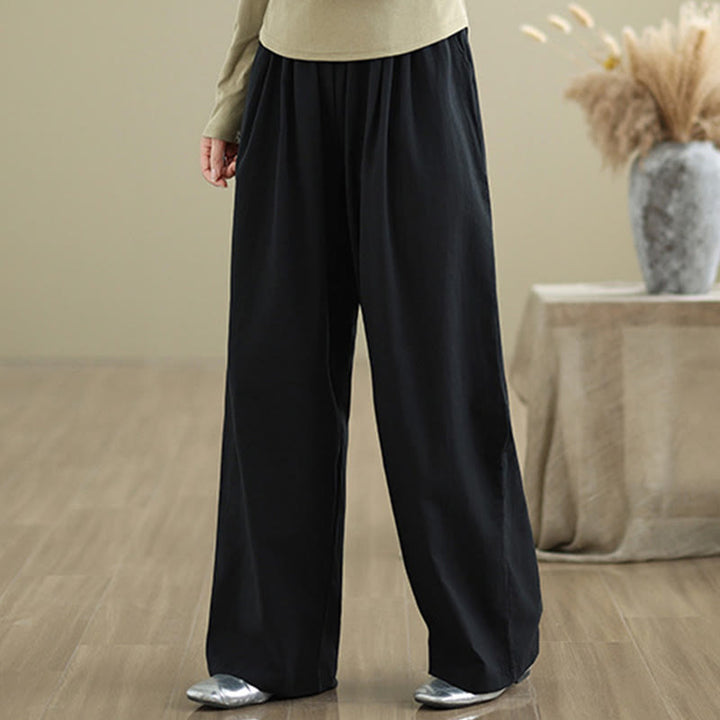 Buddha Stones Casual Straight-leg Women's Cotton Pants With Pockets - image 11
