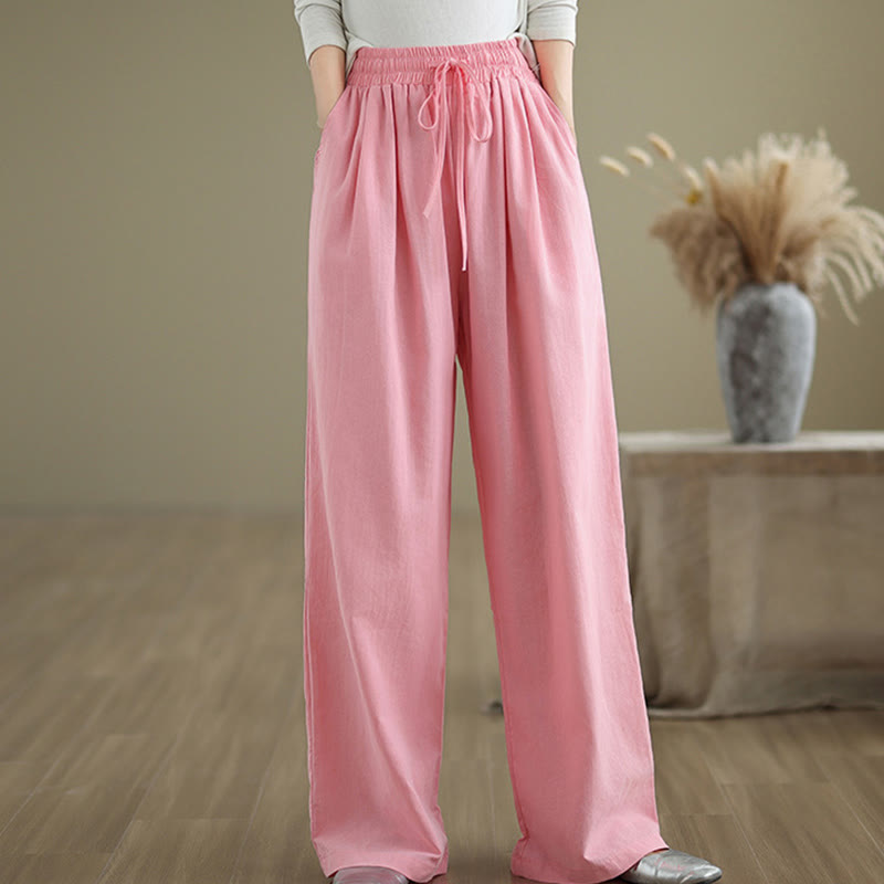 Buddha Stones Casual Straight-leg Women's Cotton Pants With Pockets - image 17