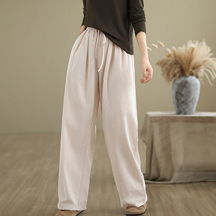Buddha Stones Casual Straight-leg Women's Cotton Pants With Pockets - image 20