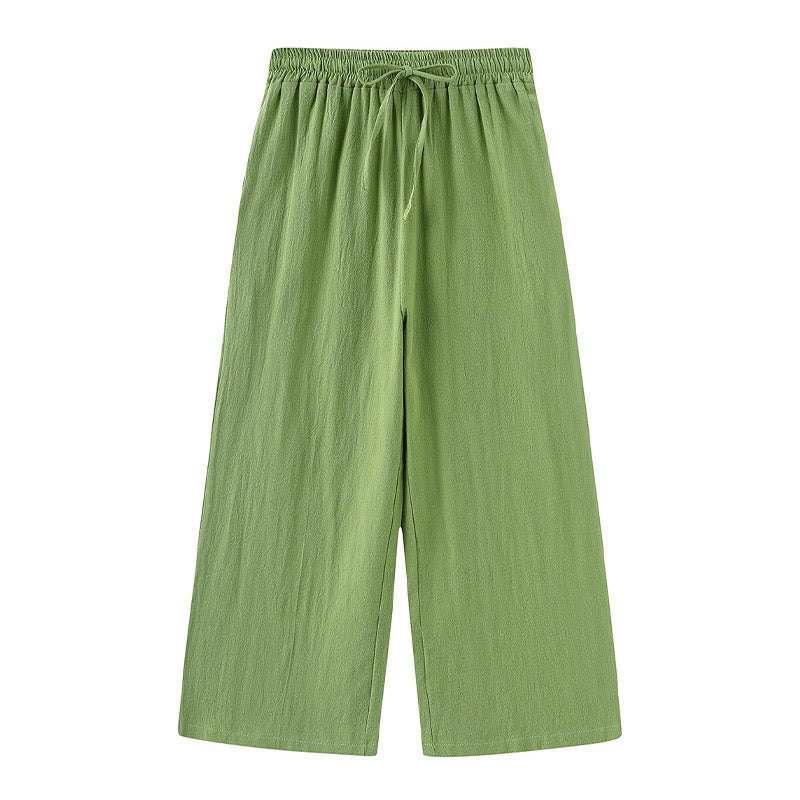 Buddha Stones 2Pcs Long Sleeve Shirt Top With Pockets Drawstring Pants Meditation Cotton Clothing Women's Set - image 3