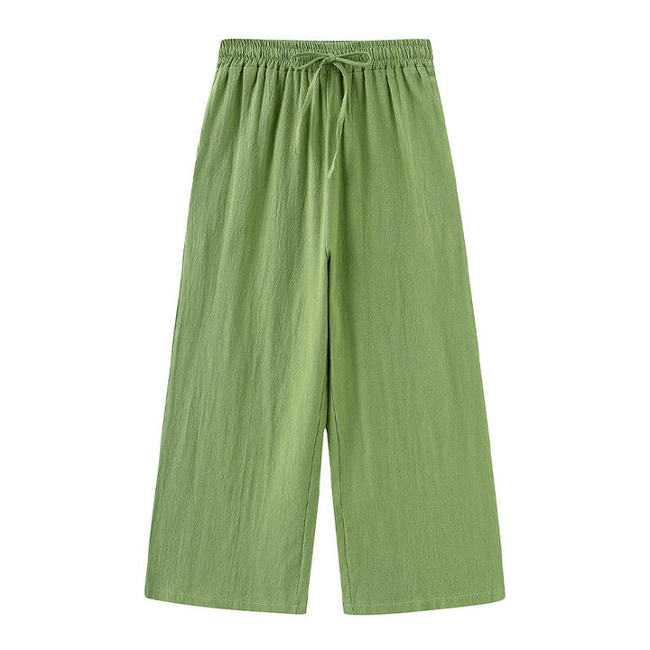 Buddha Stones 2Pcs Long Sleeve Shirt Top With Pockets Drawstring Pants Meditation Cotton Clothing Women's Set - image 3