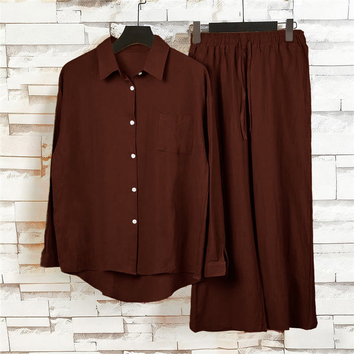 Buddha Stones 2Pcs Long Sleeve Shirt Top With Pockets Drawstring Pants Meditation Cotton Clothing Women's Set - image 41