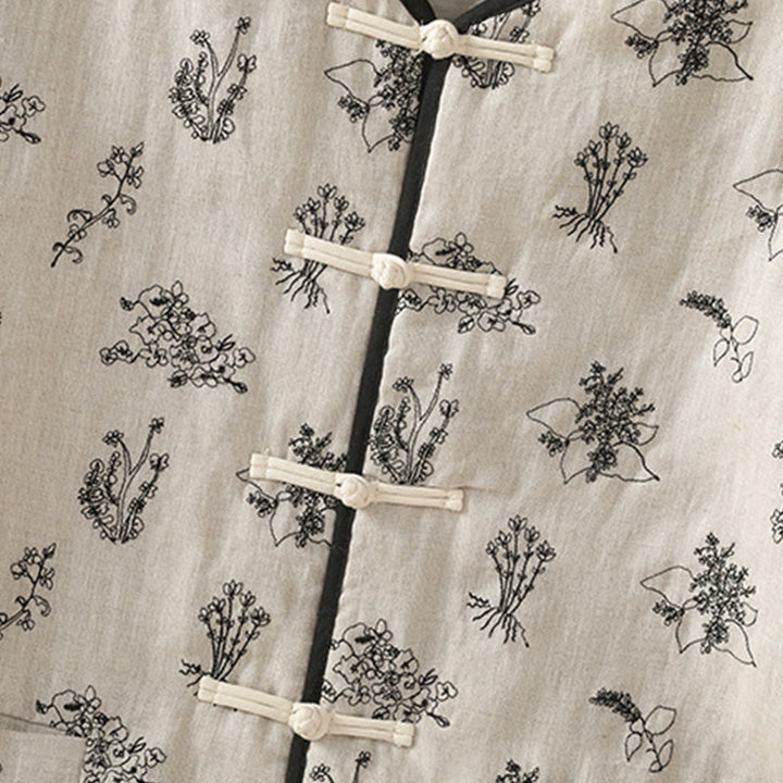 Buddha Stones Women's Printing Frog-button Long Sleeve Padded Jacket With Pockets - image 4