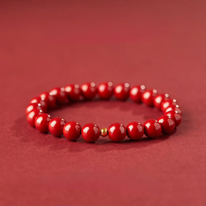 Buddha Stones 925 Sterling Silver Cinnabar Beads Blessing Bracelet - 8mm Imperial Cinnabar&5mm 925 Sterling Silver - image 9