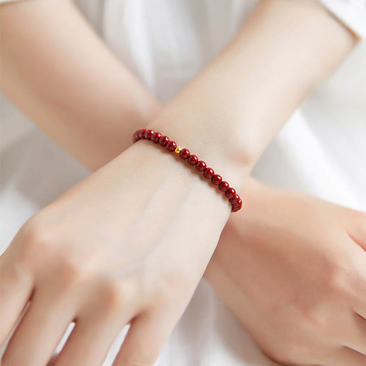 Buddha Stones 925 Sterling Silver Cinnabar Beads Blessing Bracelet - image 2