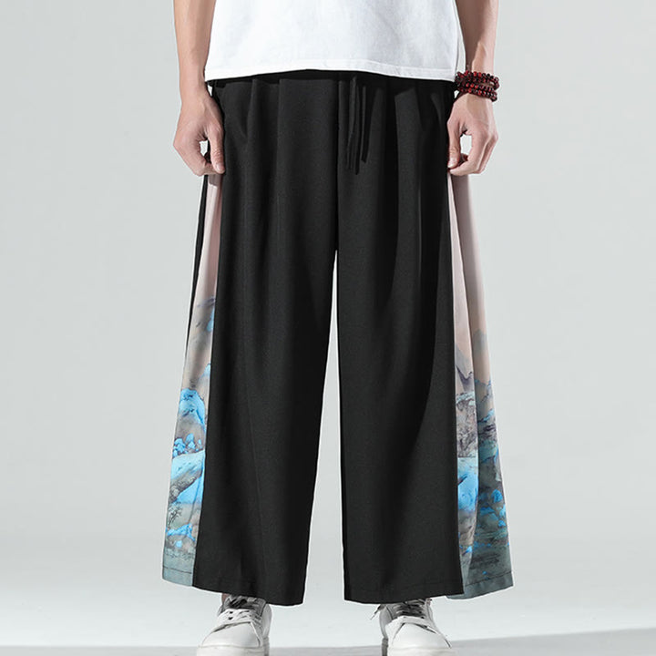 Buddha Stones Mountains Rivers Pattern Men's Wide Leg Pants With Pockets - image 1