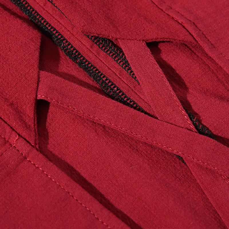 Buddha Stones Solid Color Lace-up Three Quarter Sleeve Open Front Jacket Men's Kimono - image 11