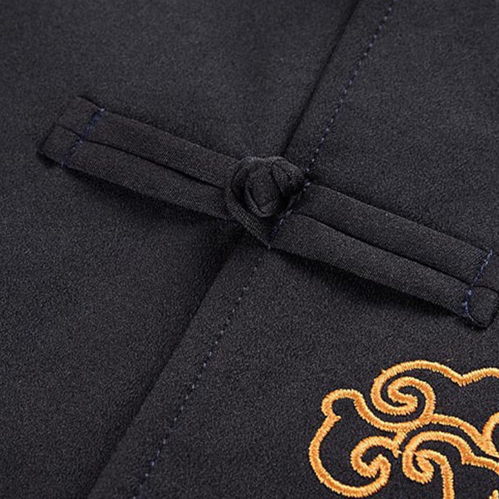 Buddha Stones Embroidery Dragon Frog-Button Desgin Long Sleeve Men's Jacket - image 6