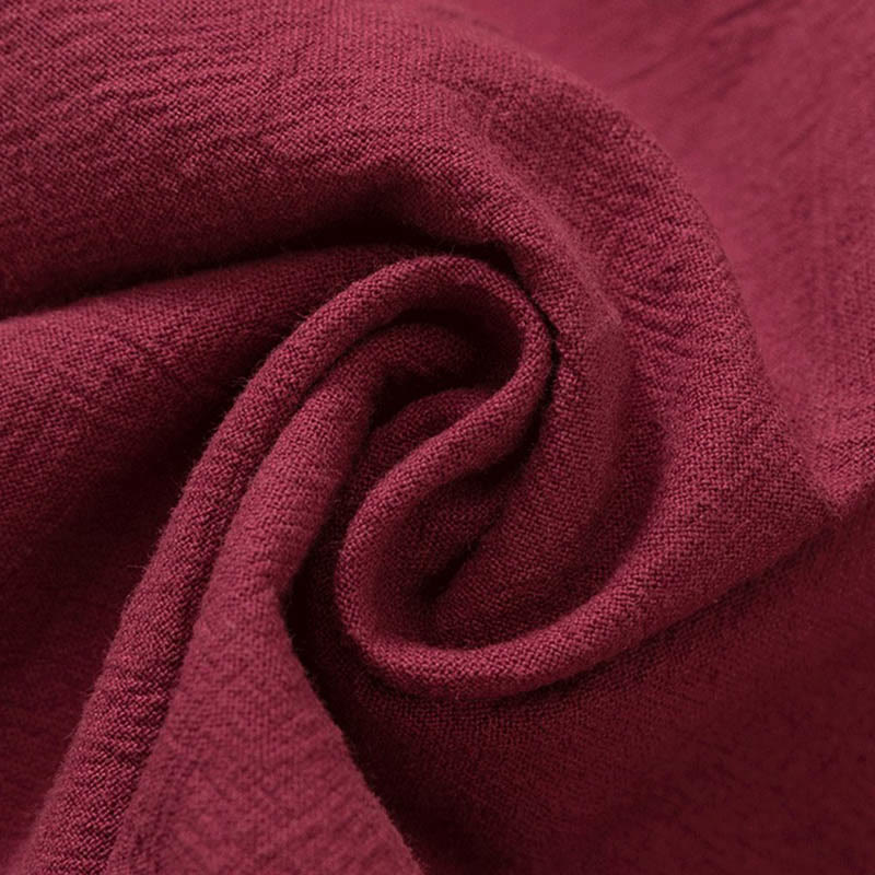 Buddha Stones 2Pcs Plain Men's Frog-Button Long Sleeve Cotton Shirt Pants Set With Pockets - image 13