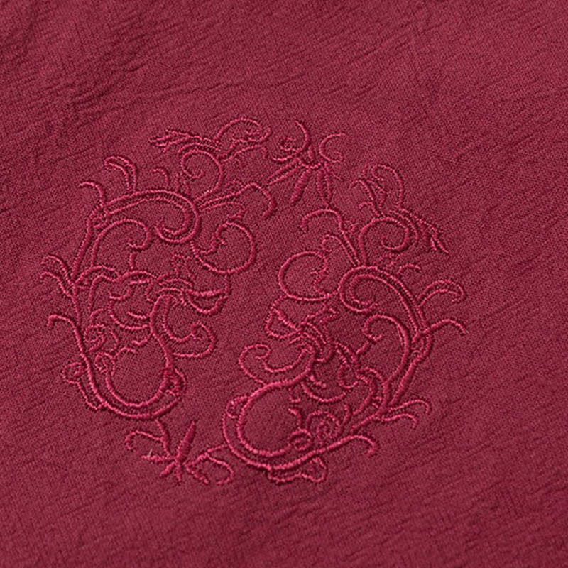 Buddha Stones 2Pcs Plain Men's Frog-Button Long Sleeve Cotton Shirt Pants Set With Pockets - image 9