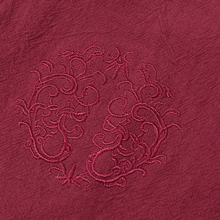 Buddha Stones 2Pcs Plain Men's Frog-Button Long Sleeve Cotton Shirt Pants Set With Pockets - image 9