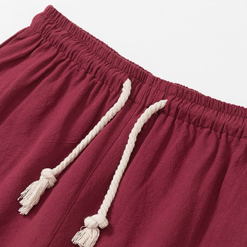 Buddha Stones 2Pcs Plain Men's Frog-Button Long Sleeve Cotton Shirt Pants Set With Pockets - image 10