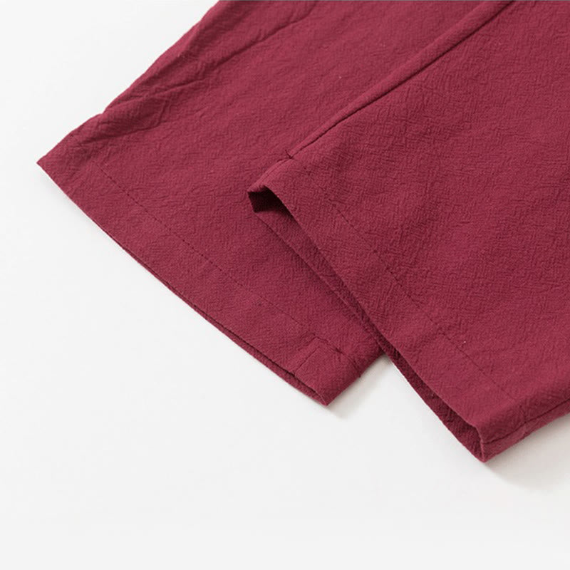 Buddha Stones 2Pcs Plain Men's Frog-Button Long Sleeve Cotton Shirt Pants Set With Pockets - image 12