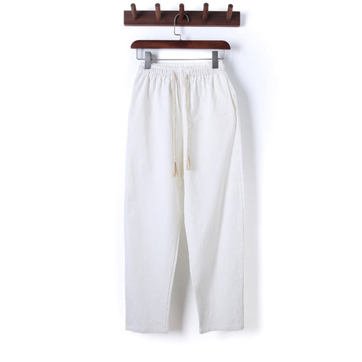 Buddha Stones 2Pcs Solid Color Men's Frog-Button Long Sleeve Cotton Shirt Pants Set With Pockets - image 15