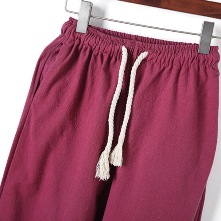 Buddha Stones 2Pcs Solid Color Men's Frog-Button Long Sleeve Cotton Shirt Pants Set With Pockets - image 36