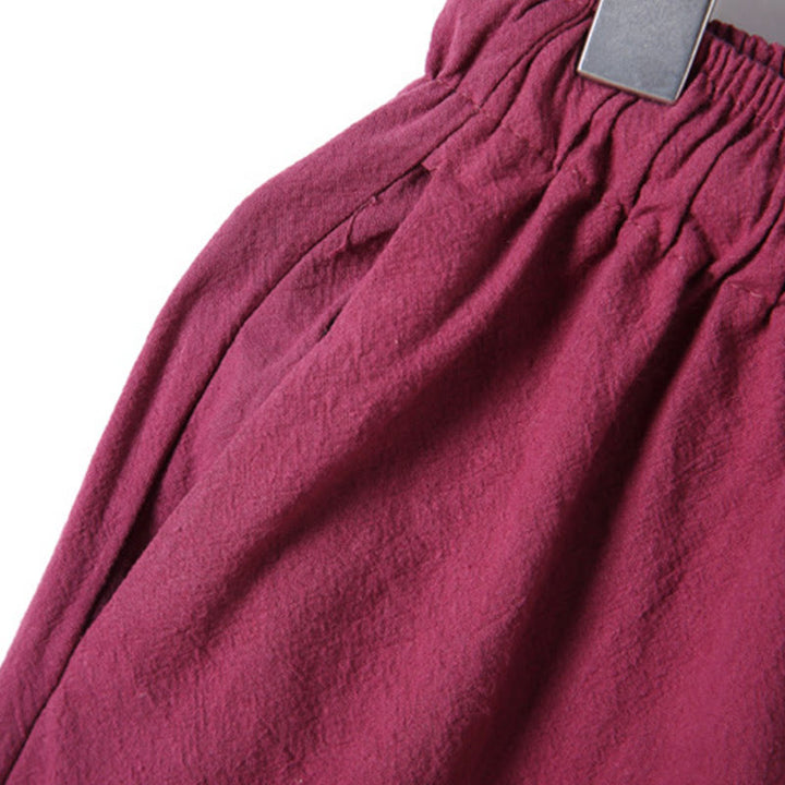 Buddha Stones 2Pcs Solid Color Men's Frog-Button Long Sleeve Cotton Shirt Pants Set With Pockets - image 41