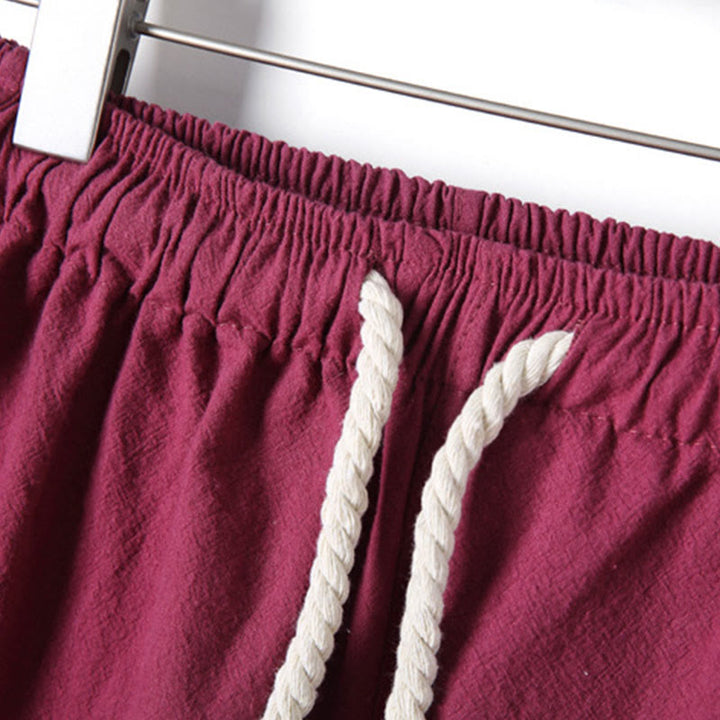 Buddha Stones 2Pcs Solid Color Men's Frog-Button Long Sleeve Cotton Shirt Pants Set With Pockets - image 39