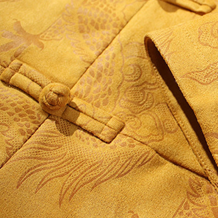 Buddha Stones Bamboo Dragon Frog-Button Desgin Long Sleeve Men's Jacket - image 21