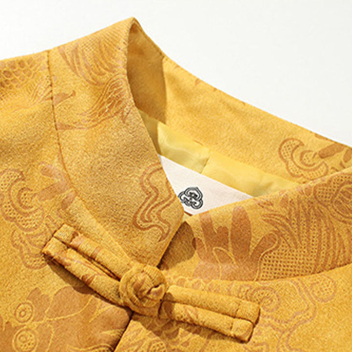 Buddha Stones Bamboo Dragon Frog-Button Desgin Long Sleeve Men's Jacket - image 20