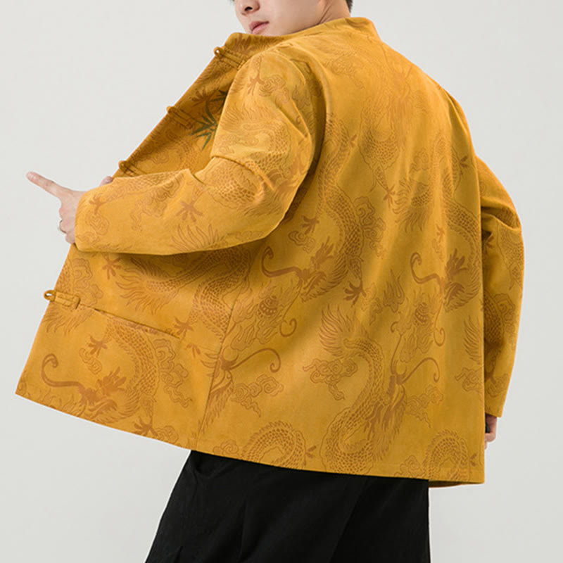 Buddha Stones Bamboo Dragon Frog-Button Desgin Long Sleeve Men's Jacket - image 13