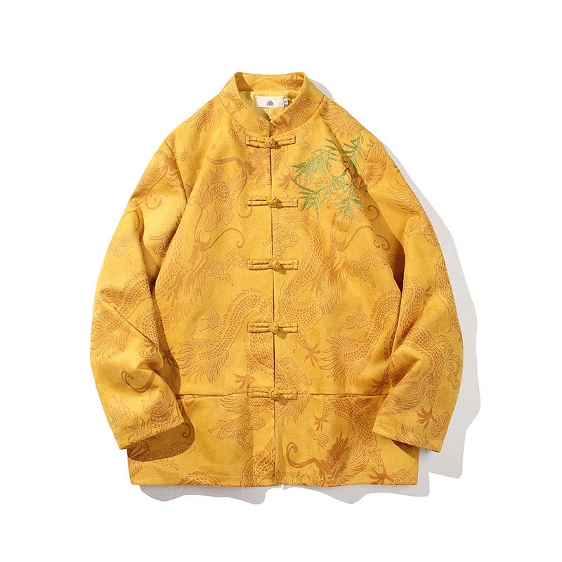 Buddha Stones Bamboo Dragon Frog-Button Desgin Long Sleeve Men's Jacket - image 23