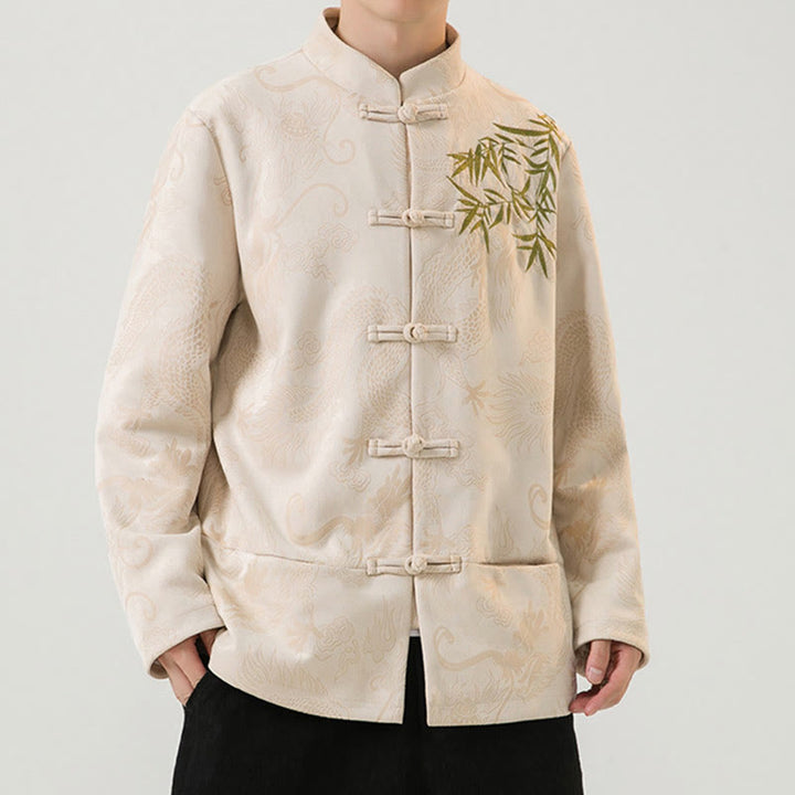 Buddha Stones Bamboo Dragon Frog-Button Desgin Long Sleeve Men's Jacket - image 25