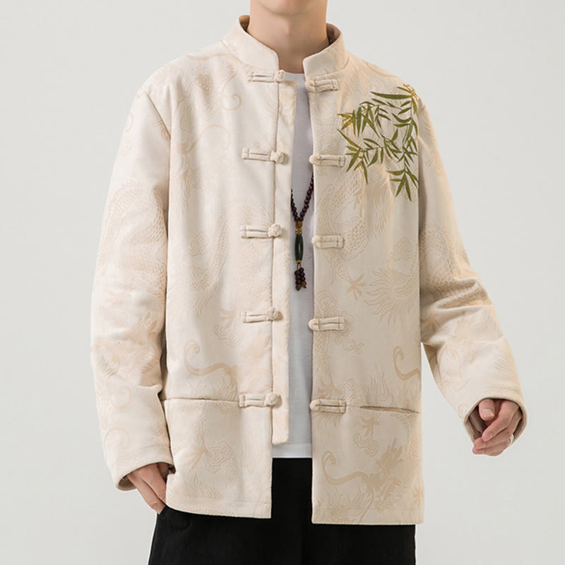 Buddha Stones Bamboo Dragon Frog-Button Desgin Long Sleeve Men's Jacket - image 29