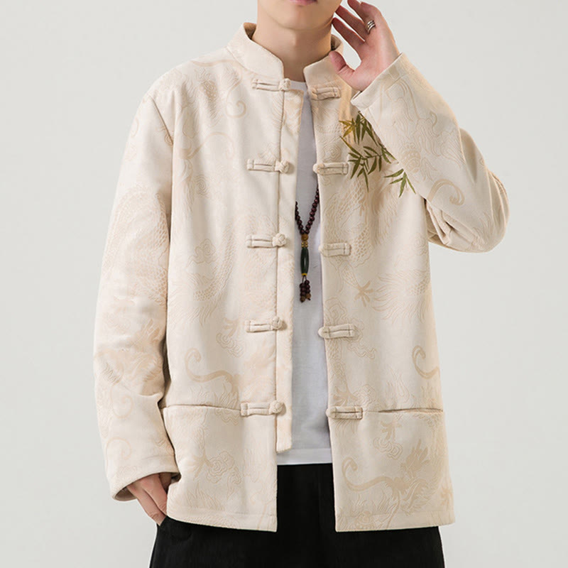 Buddha Stones Bamboo Dragon Frog-Button Desgin Long Sleeve Men's Jacket - image 30