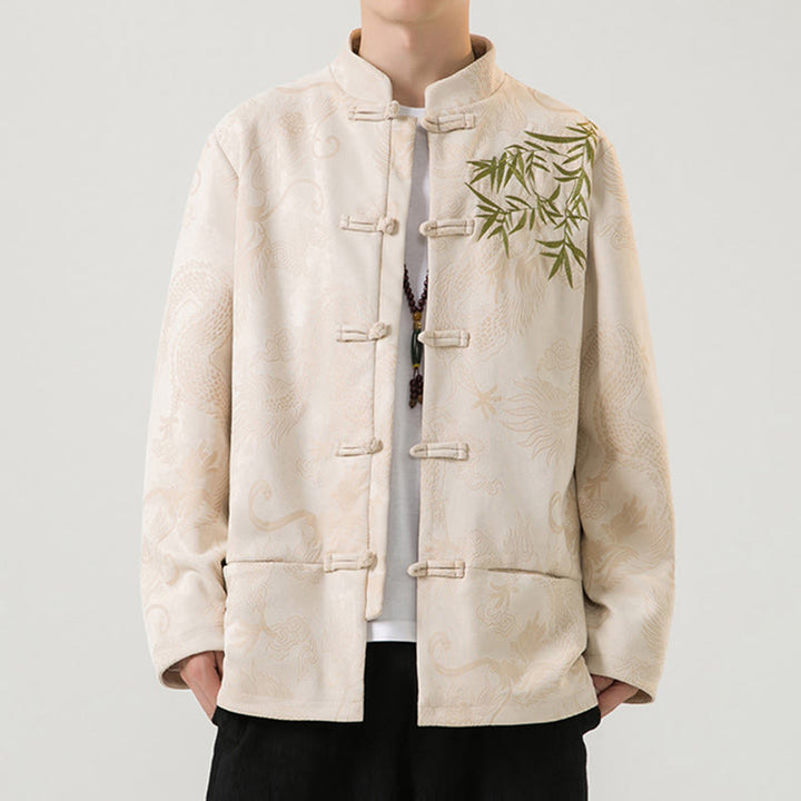 Buddha Stones Bamboo Dragon Frog-Button Desgin Long Sleeve Men's Jacket - image 28