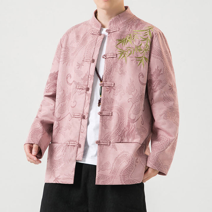 Buddha Stones Bamboo Dragon Frog-Button Desgin Long Sleeve Men's Jacket - image 36