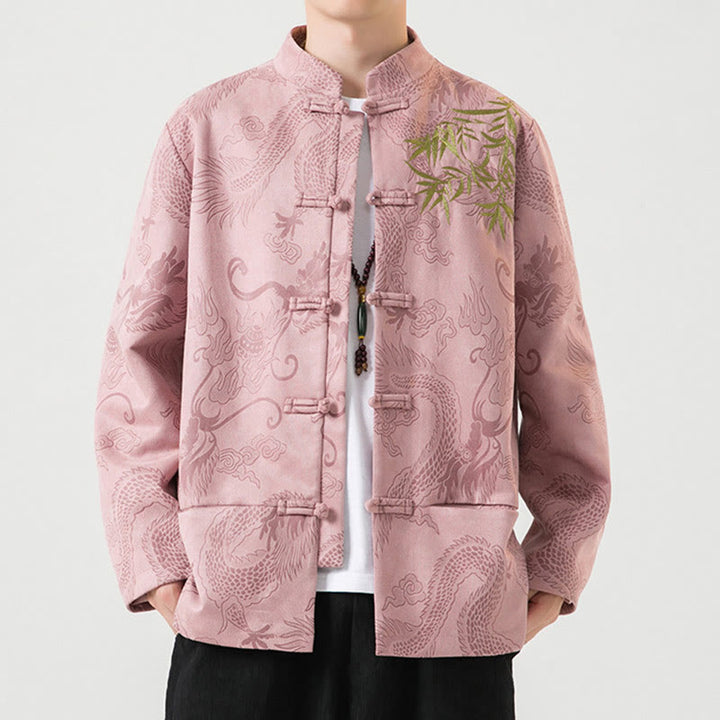 Buddha Stones Bamboo Dragon Frog-Button Desgin Long Sleeve Men's Jacket - image 34