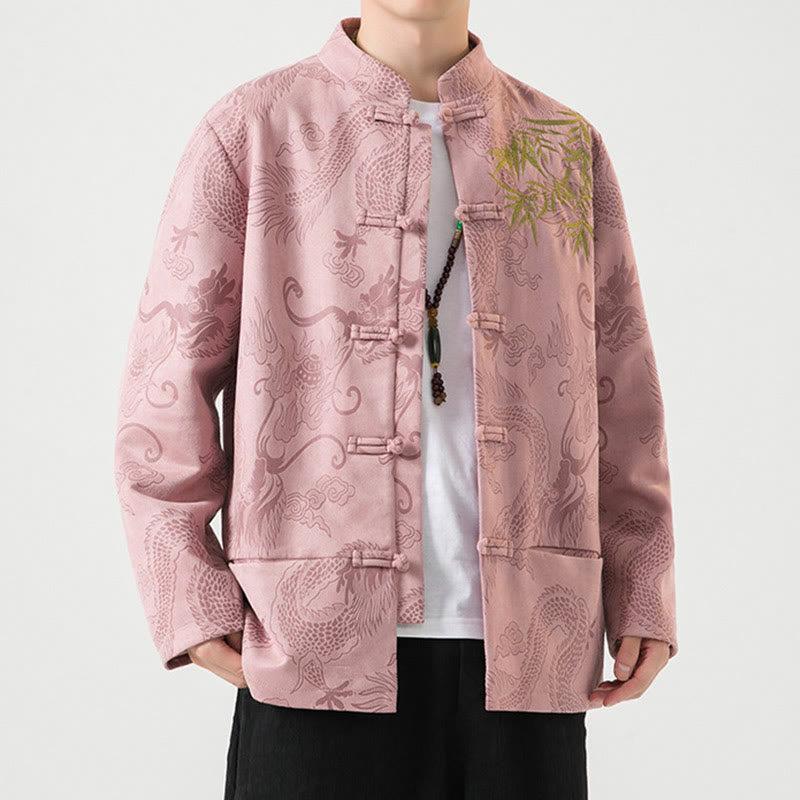 Buddha Stones Bamboo Dragon Frog-Button Desgin Long Sleeve Men's Jacket - image 38