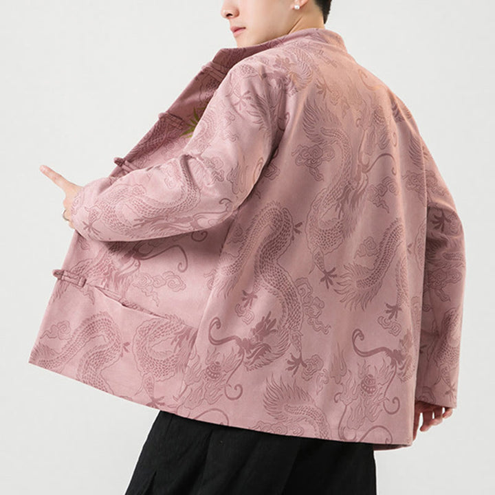 Buddha Stones Bamboo Dragon Frog-Button Desgin Long Sleeve Men's Jacket - image 37