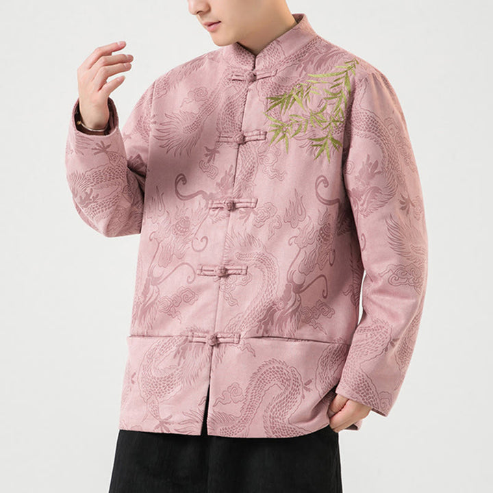 Buddha Stones Bamboo Dragon Frog-Button Desgin Long Sleeve Men's Jacket - image 42