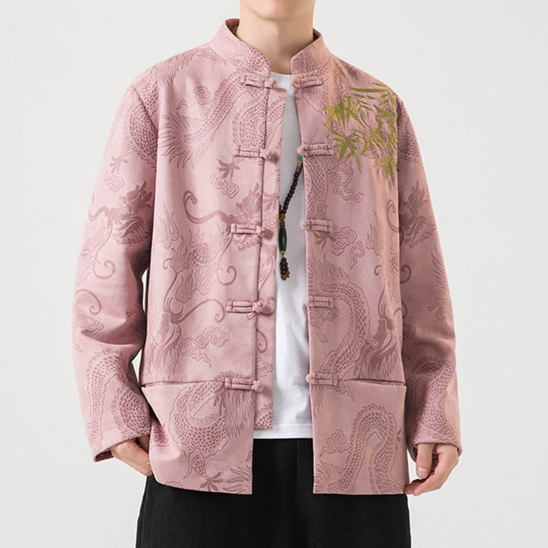 Buddha Stones Bamboo Dragon Frog-Button Desgin Long Sleeve Men's Jacket - image 41