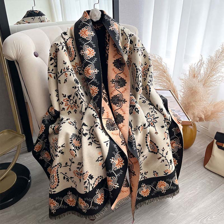 Buddha Stones Thickened Winter Paisley Flowers Vines Pattern Soft Scarf Shawl - image 20