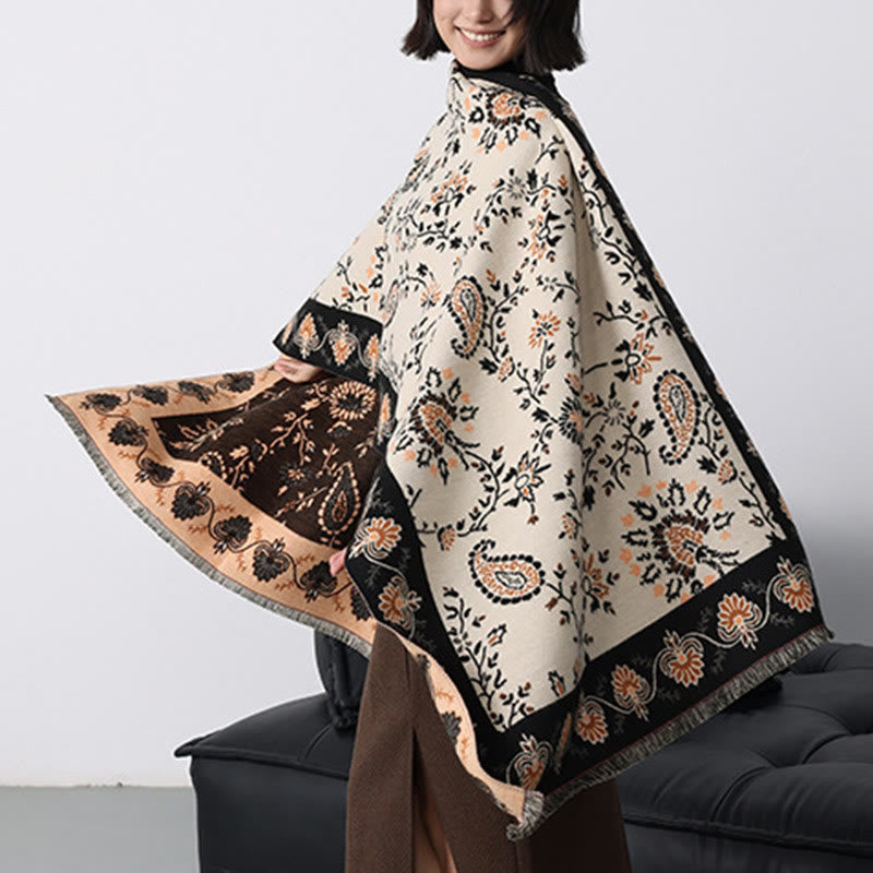 Buddha Stones Thickened Winter Paisley Flowers Vines Pattern Soft Scarf Shawl - image 23