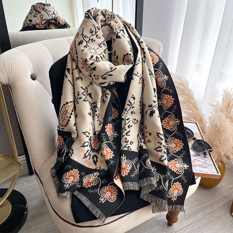 Buddha Stones Thickened Winter Paisley Flowers Vines Pattern Soft Scarf Shawl - image 21