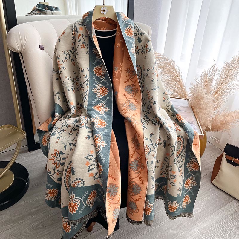 Buddha Stones Thickened Winter Paisley Flowers Vines Pattern Soft Scarf Shawl - image 13