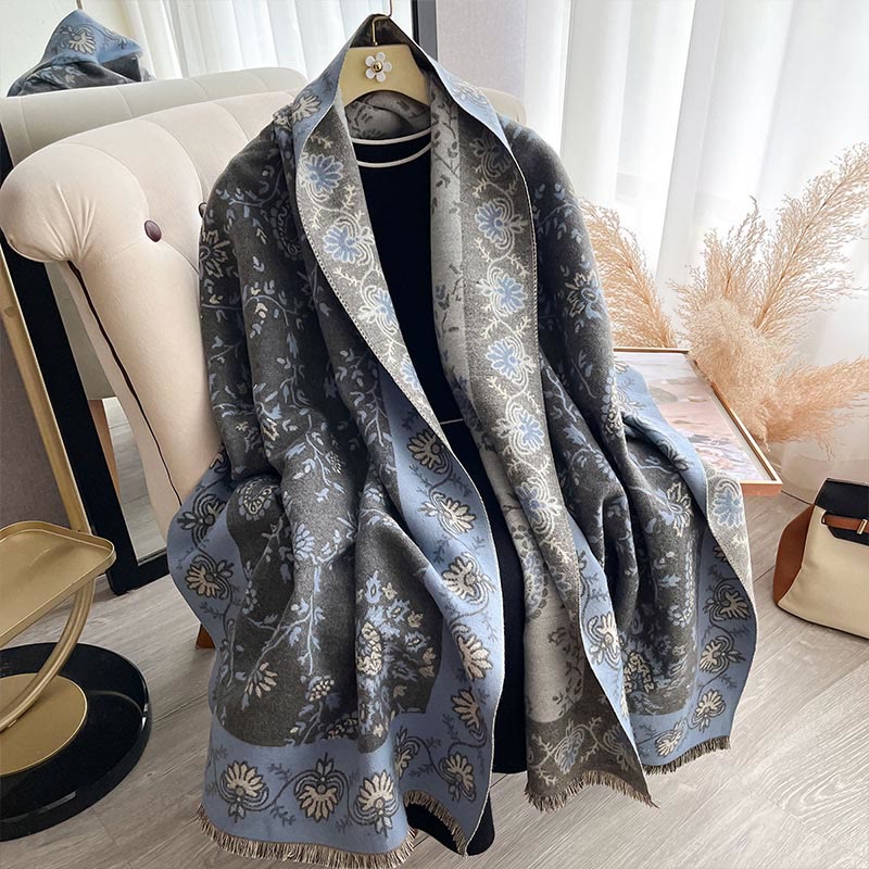 Buddha Stones Thickened Winter Paisley Flowers Vines Pattern Soft Scarf Shawl - image 7
