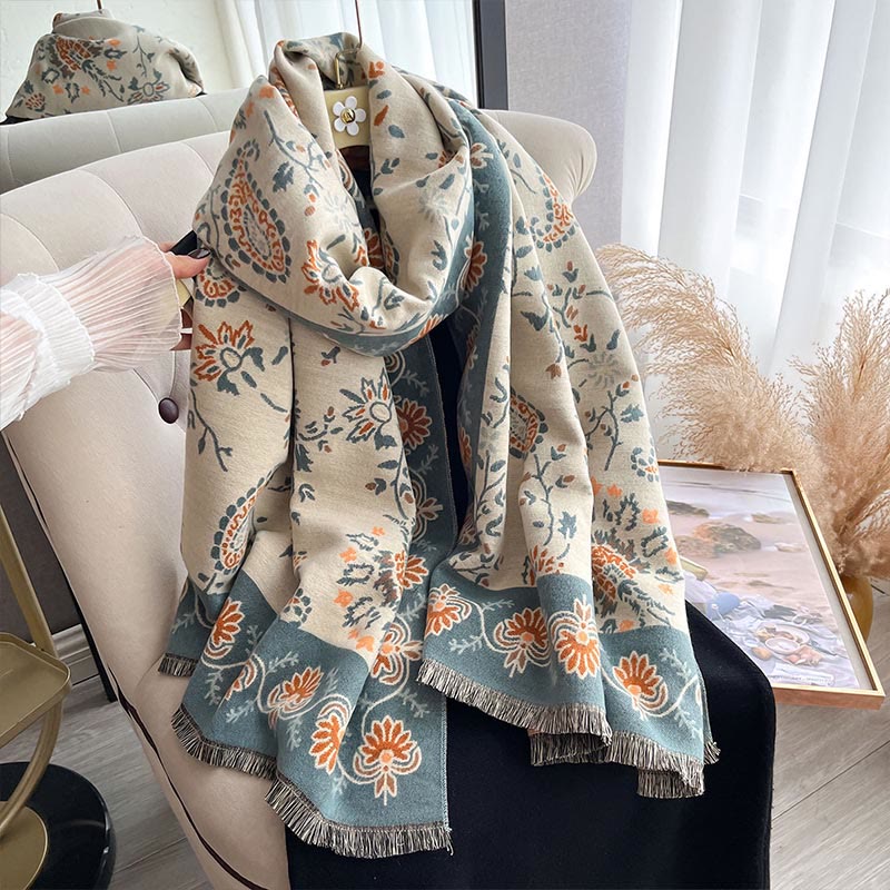 Buddha Stones Thickened Winter Paisley Flowers Vines Pattern Soft Scarf Shawl - image 14