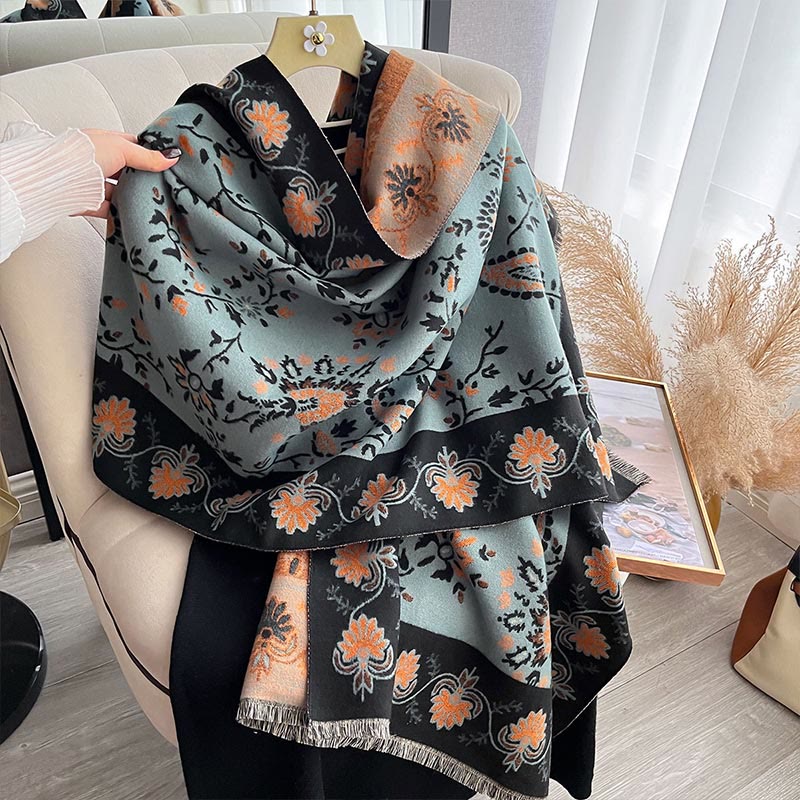 Buddha Stones Thickened Winter Paisley Flowers Vines Pattern Soft Scarf Shawl - image 11
